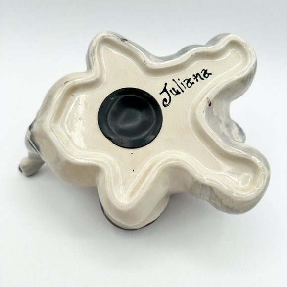 Studio Pottery Elephant Piggy Bank Hand Painted w Stopper Signed Juliana Vintage - Picture 13 of 13